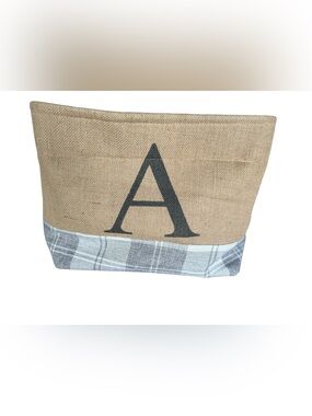 Monogram A Burlap Storage Basket